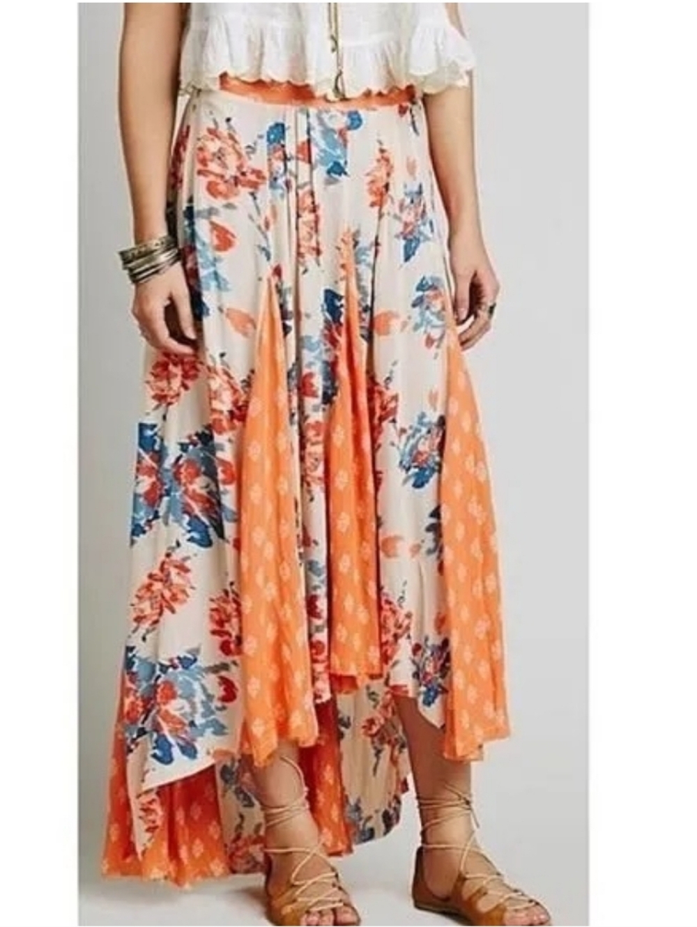 Free People Show Off Your Skirt Gauze boho high low midi maxi